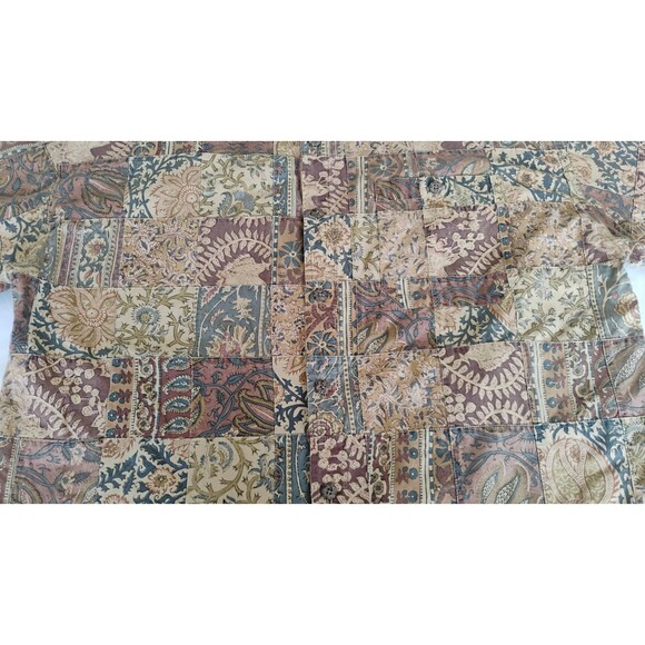 Vtg Territory Ahead Patchwork Shirt Men’s L/XL Tan Boho Festival Outdoor EUC - Picture 4 of 16